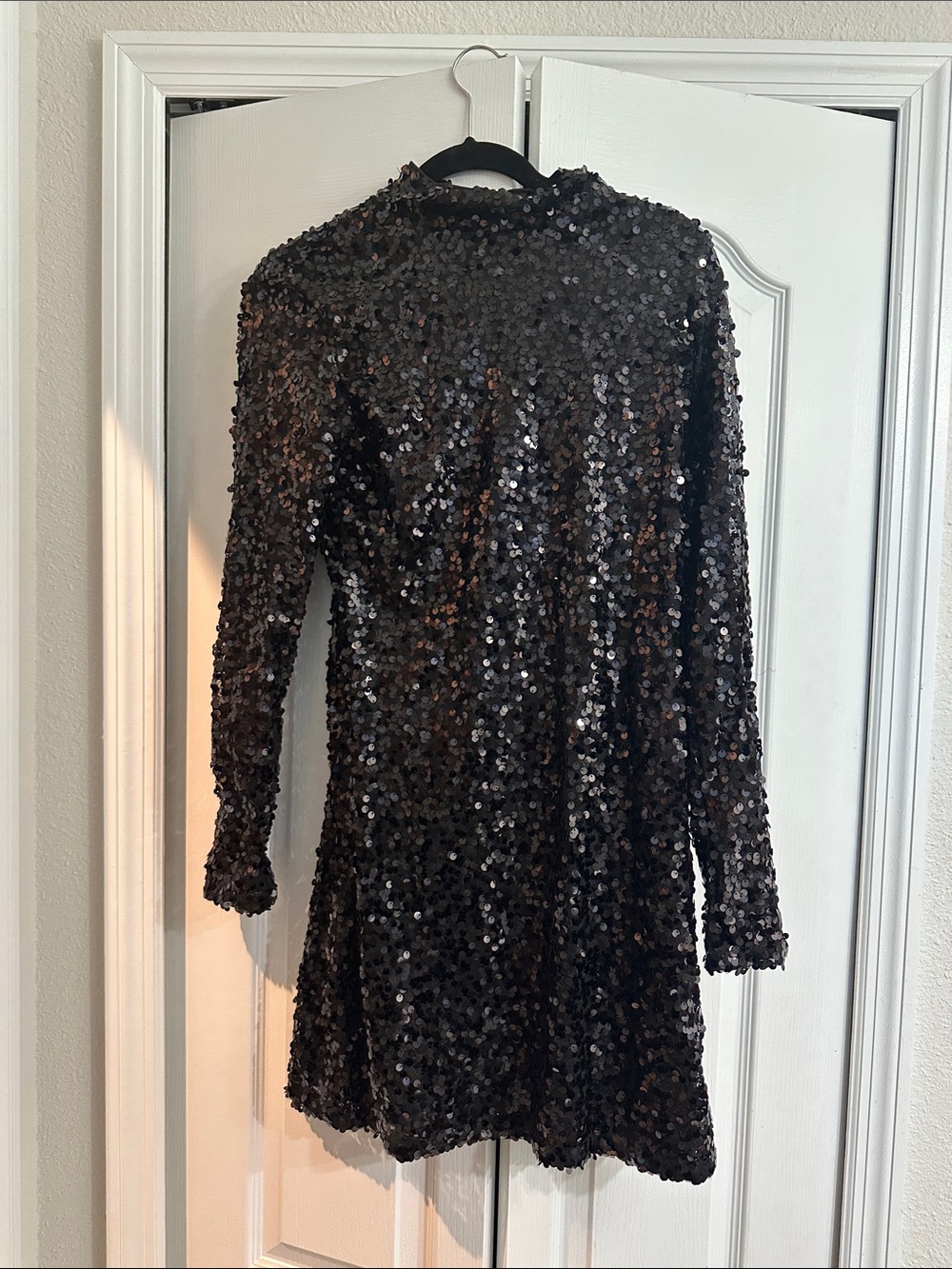 H&M Black Sequin Open-Back Mini Dress